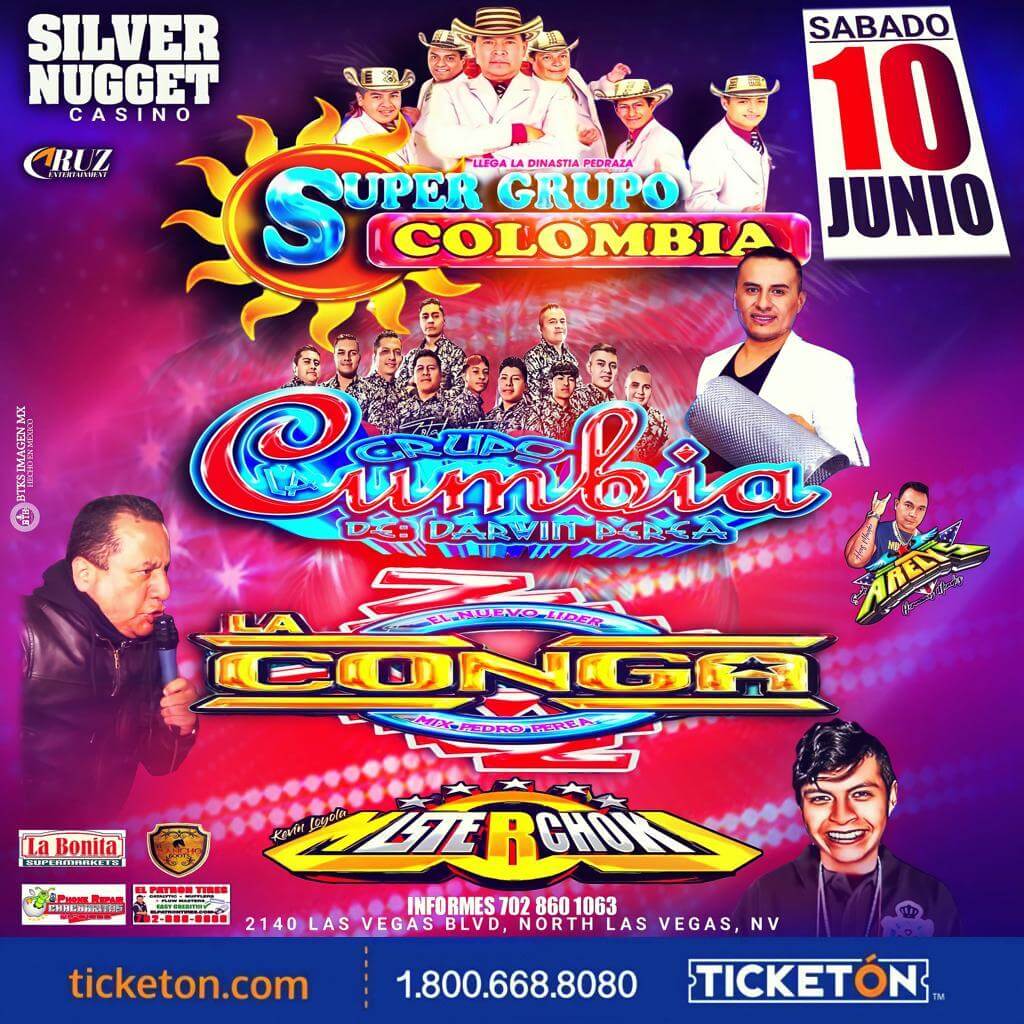 Latin events in Las Vegas - Fiesta Sonidera with Super Grupo Colombia, Grupo Cumbia, La Conga and Mister Choki