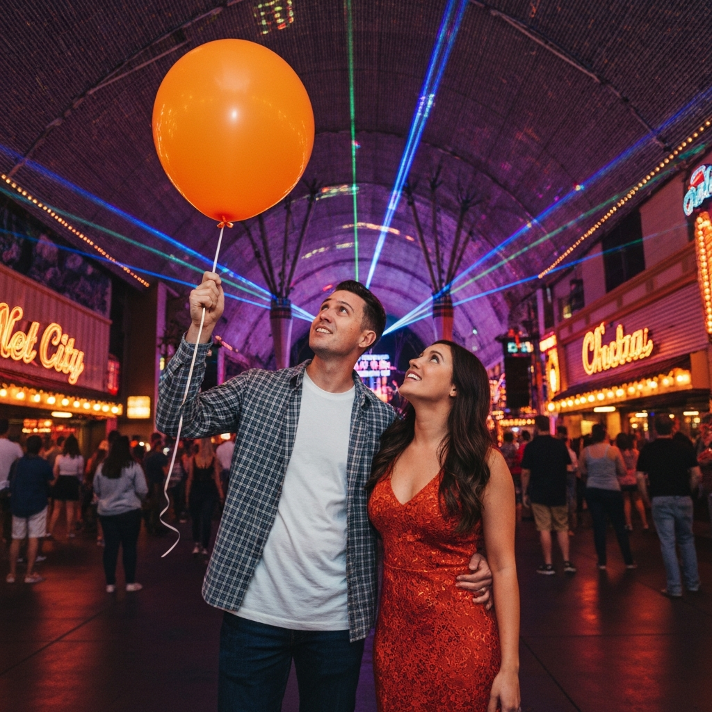 Couple walking during the Neon City Festival