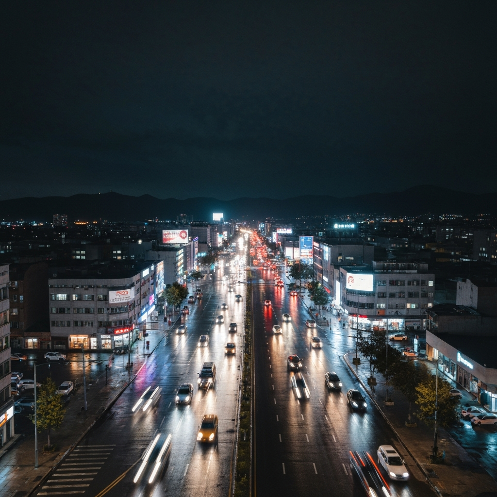 Wide view of Las Vegas Strip at night