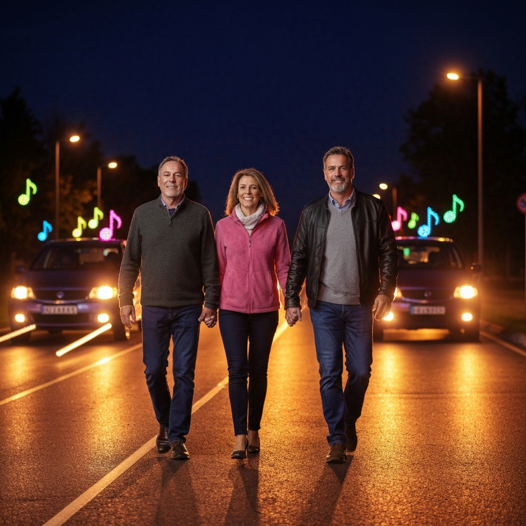 Families going through Glittering Lights by car