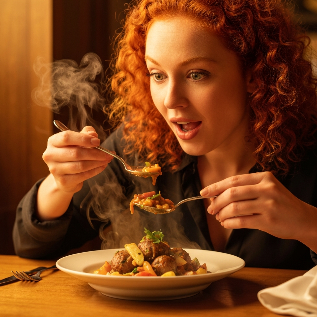 Person tasting food in Las Vegas