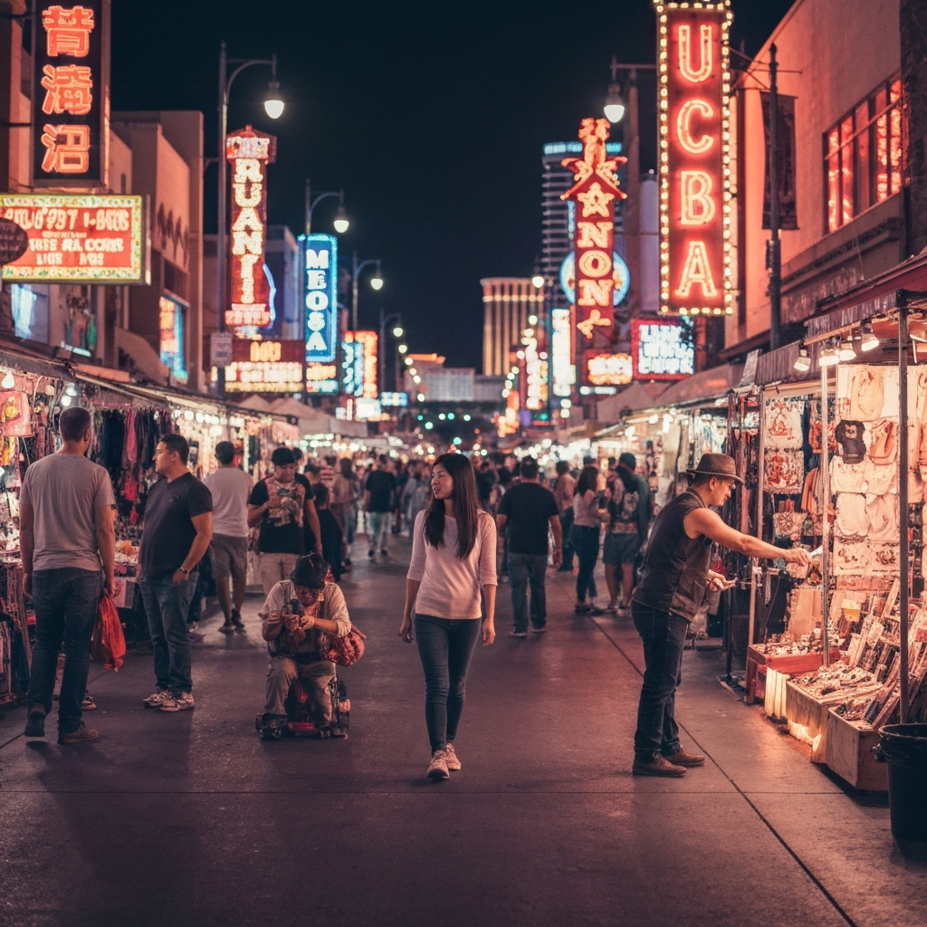 Scene from a festive market with people