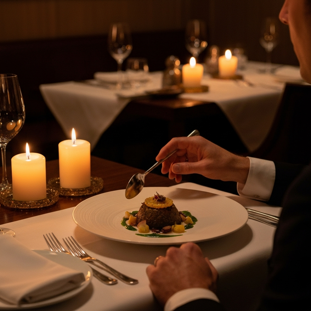 Close-up of a person tasting a dish in Las Vegas